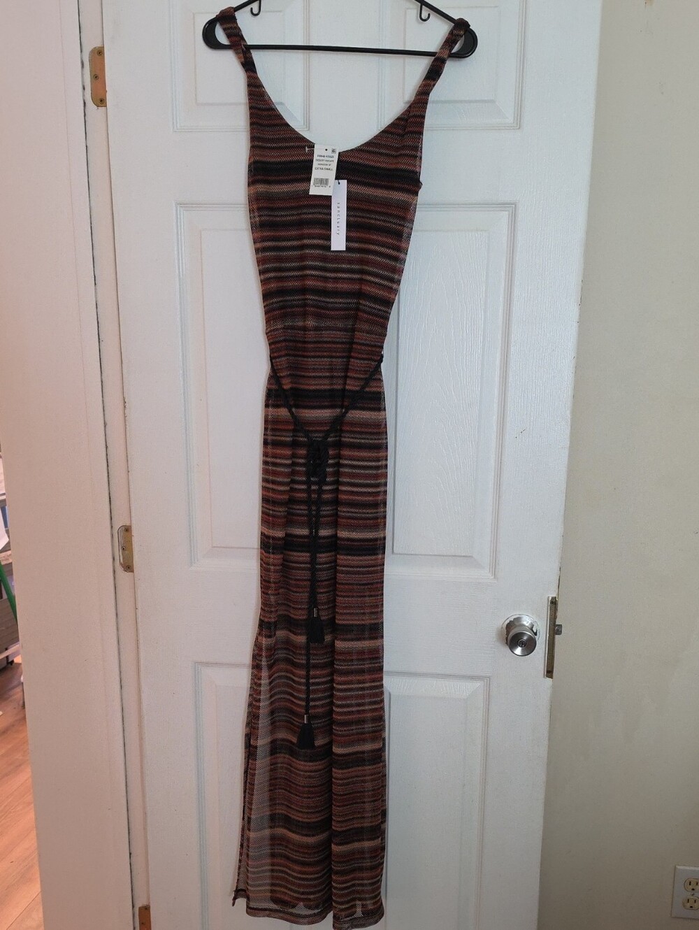 Sanctuary Striped Sleeveless Maxi Dress in Brown, Black and Tan